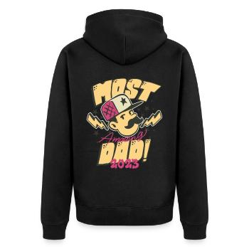 Meilleur papa futur père bébé naissance 2023 - Veste à capuche bio Premium Unisexe - noir - Dos - Nico (187cm)