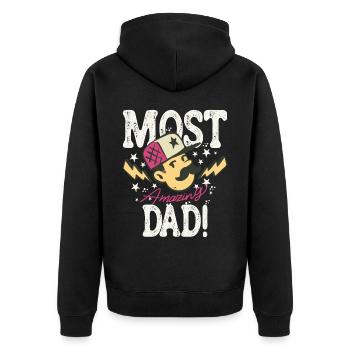Meilleur papa futur père bébé naissance 2023 - Veste à capuche bio Premium Unisexe - noir - Dos - Nico (187cm)
