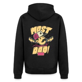 Meilleur papa futur père bébé naissance 2023 - Veste à capuche bio Premium Unisexe - noir - Dos - Nico (187cm)