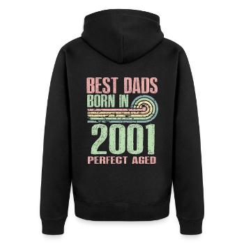 Die Besten Väter Sind 2001 Geboren, 22 Jahre Alt, - Unisex Premium Bio Zip Hoodie - Schwarz - Hinten - Nico (187cm)
