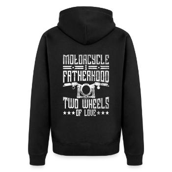 Motorrad Fahrer Biker Papa Lustig Vatertag - Unisex Premium Bio Zip Hoodie - Schwarz - Hinten - Nico (187cm)