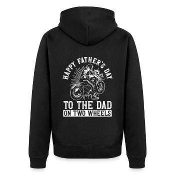 Motocycliste motard Papa drôle fête des pères - Veste à capuche bio Premium Unisexe - noir - Dos - Nico (187cm)