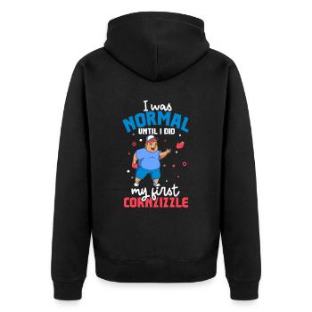 J’étais normal jusqu’au Cornzizzle - Cornhole - Veste à capuche bio Premium Unisexe - noir - Dos - Nico (187cm)