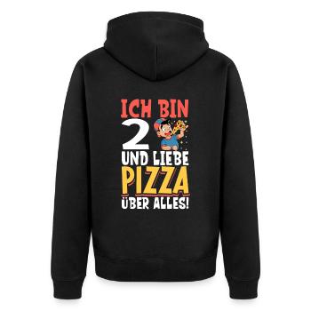 Ich bin 2 - Jungen Pizza - Unisex Premium Bio Zip Hoodie - Schwarz - Hinten - Nico (187cm)