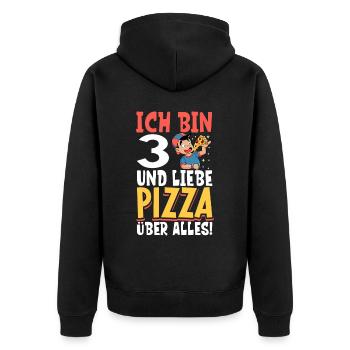 Ich bin 3 - Jungen Pizza - Unisex Premium Bio Zip Hoodie - Schwarz - Hinten - Nico (187cm)