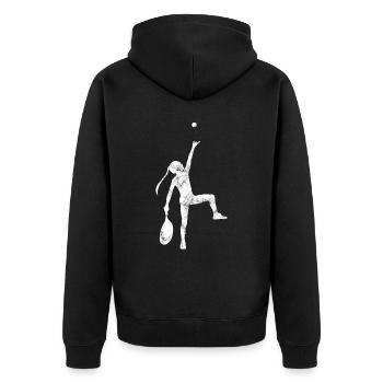 Tennis Tennisspielerin Silhouette - Unisex Premium Bio Zip Hoodie - Schwarz - Hinten - Nico (187cm)