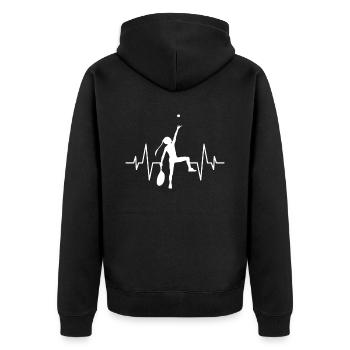 Tennis Tennisspielerin Herzschlag - Unisex Premium Bio Zip Hoodie - Schwarz - Hinten - Nico (187cm)