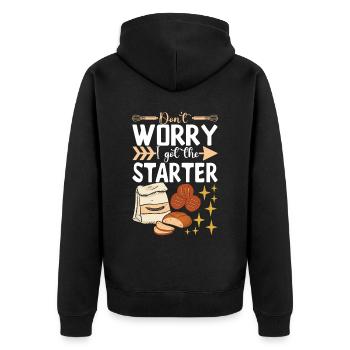 Bäcker Bäckerei Backen - Unisex Premium Bio Zip Hoodie - Schwarz - Hinten - Nico (187cm)