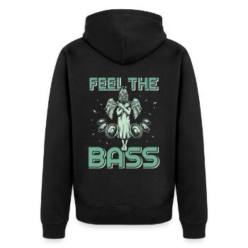 GOA Techno House Party EDM Festival Electro Rave - Unisex Premium Bio Zip Hoodie - Schwarz - Hinten - Nico (187cm)