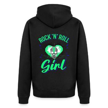 Rock 'n' Roll Girl Music, Dancing, Concert, - Unisex Premium Organic Zip Hoodie - black - Back - Nico (187cm)