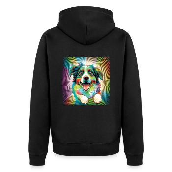 Hunde Australian Shepherd Hundeliebhaber Aussie - Unisex Premium Bio Zip Hoodie - Schwarz - Hinten - Nico (187cm)