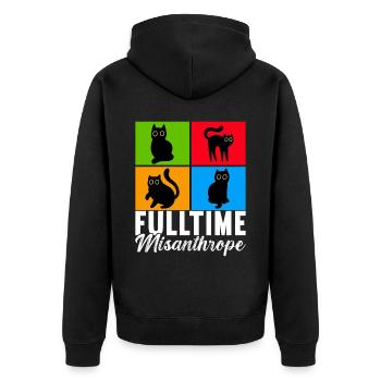 Cats Misanthrope Sarcasm - Unisex Premium Organic Zip Hoodie - black - Back - Nico (187cm)