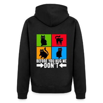 Cats Misanthrope Sarcasm - Unisex Premium Organic Zip Hoodie - black - Back - Nico (187cm)