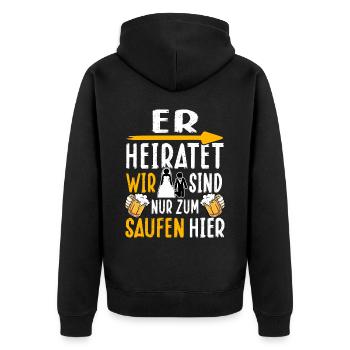 JGA T-Shirt Mann Junggesellenabschied Polterabend - Unisex Premium Bio Zip Hoodie - Schwarz - Hinten - Nico (187cm)