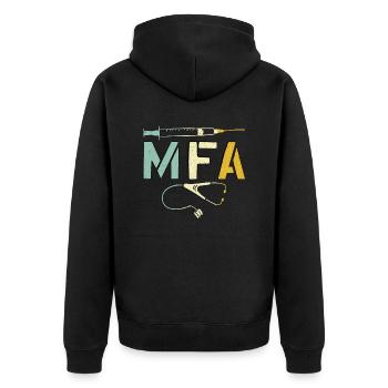 Arzthelferin MFA Krankenschwester Pflegekraft crna - Unisex Premium Bio Zip Hoodie - Schwarz - Hinten - Nico (187cm)