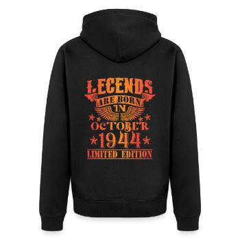 Birthday October 1944 Limited Edition Vintage - Unisex Premium Organic Zip Hoodie - black - Back - Nico (187cm)