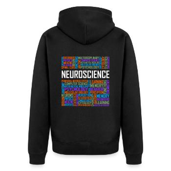 Neuroscience - Words - Unisex Premium Organic Zip Hoodie - black - Back - Nico (187cm)