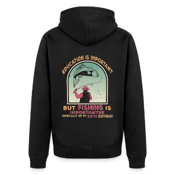 30 Geburtstag Angler Fischen Angeln Spruch - Unisex Premium Bio Zip Hoodie - Schwarz - Hinten - Nico (187cm)