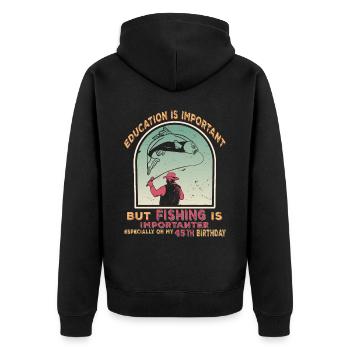 45 Years Gift 45 Birthday Angler Fishing - Unisex Premium Organic Zip Hoodie - black - Back - Nico (187cm)