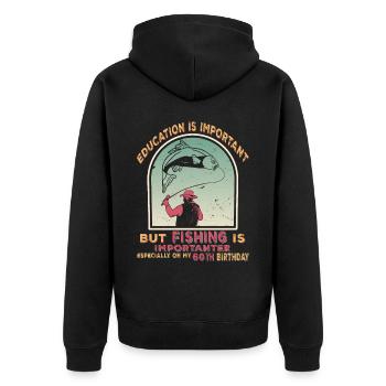 60. Geburtstag Fischer Lustige Angeln Geschenk - Unisex Premium Bio Zip Hoodie - Schwarz - Hinten - Nico (187cm)
