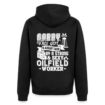 Oilfield Worker Taken By Sexy Oilfield Worker - Unisex Premium Organic Zip Hoodie - black - Back - Nico (187cm)