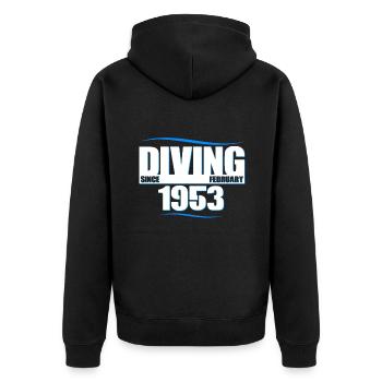 Diver Birthday - Diving since February 1953 - Unisex Premium Organic Zip Hoodie - black - Back - Nico (187cm)