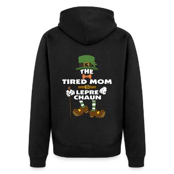 The Tired Mom Leprechaun St Patrick's Day - Unisex Premium Organic Zip Hoodie - black - Back - Nico (187cm)