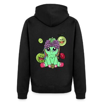 Mythical Creature Unicorn Exotic Fruit Fruits Vitamins - Unisex Premium Organic Zip Hoodie - black - Back - Nico (187cm)
