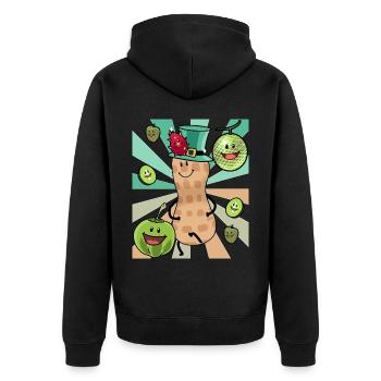 Sommerzeit Erdnuss exotisch Obst Früchte Vitamine - Unisex Premium Bio Zip Hoodie - Schwarz - Hinten - Nico (187cm)