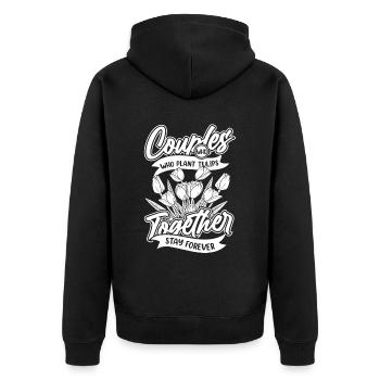 Tulips Pair - Unisex Premium Organic Zip Hoodie - black - Back - Nico (187cm)