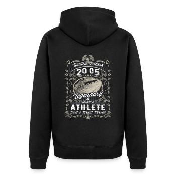 Vintage 2005 Football Geburtstag Geschenk Hobby - Unisex Premium Bio Zip Hoodie - Schwarz - Hinten - Nico (187cm)