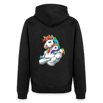 Einhorn Vater und Kind für einen Einhorn - Unisex Premium Bio Zip Hoodie - Schwarz - Hinten - Nico (187cm)