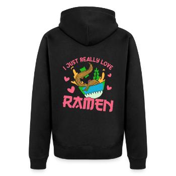 Ramen Noodle Soup Japanese Kawaii Gift Ramen - Unisex Premium Organic Zip Hoodie - black - Back - Nico (187cm)