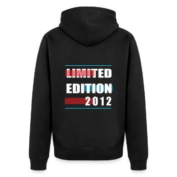 Limited Edition 2012 - Unisex Premium Bio Zip Hoodie - Schwarz - Hinten - Nico (187cm)
