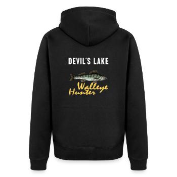 Pêche au lac Devil - Chasseur de doré jaune - Veste à capuche bio Premium Unisexe - noir - Dos - Nico (187cm)