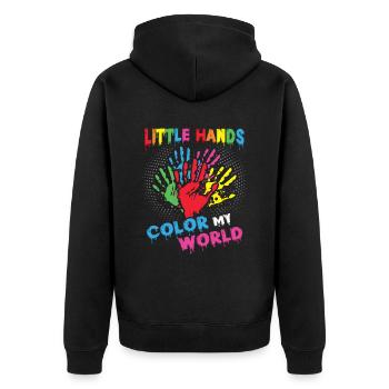 Little Hands Color My World, Kindergarten Lehrerin - Unisex Premium Bio Zip Hoodie - Schwarz - Hinten - Nico (187cm)