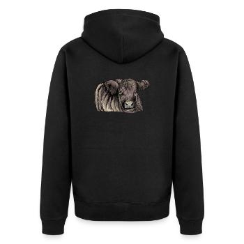 Galloway Rind I Schottland Rinderzucht für - Unisex Premium Bio Zip Hoodie - Schwarz - Hinten - Nico (187cm)