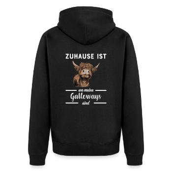 Galloway Rind I Schottland Rinderzucht für - Unisex Premium Bio Zip Hoodie - Schwarz - Hinten - Nico (187cm)