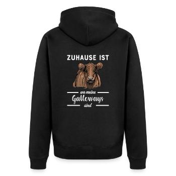 Galloway Rind I Schottland Rinderzucht für - Unisex Premium Bio Zip Hoodie - Schwarz - Hinten - Nico (187cm)