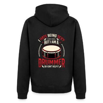 Ich Hasse Es, Sexy Zu Sein - Unisex Premium Bio Zip Hoodie - Schwarz - Hinten - Nico (187cm)