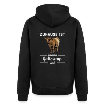 Galloway Rind I Schottland Rinderzucht für - Unisex Premium Bio Zip Hoodie - Schwarz - Hinten - Nico (187cm)