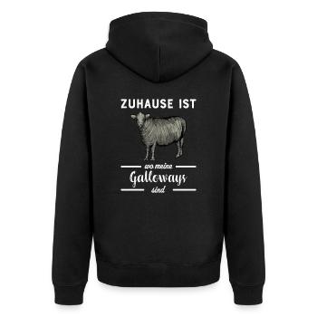 Galloway Rind I Schottland Rinderzucht für - Unisex Premium Bio Zip Hoodie - Schwarz - Hinten - Nico (187cm)