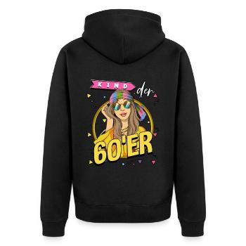 Kind der 60er Jahre Frau Kostüm - Unisex Premium Bio Zip Hoodie - Schwarz - Hinten - Nico (187cm)