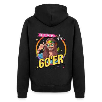 Kind der 60er Jahre Mann Kostüm - Unisex Premium Bio Zip Hoodie - Schwarz - Hinten - Nico (187cm)
