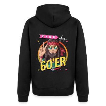 Kind der 60er Jahre Mann Kostüm - Unisex Premium Bio Zip Hoodie - Schwarz - Hinten - Nico (187cm)