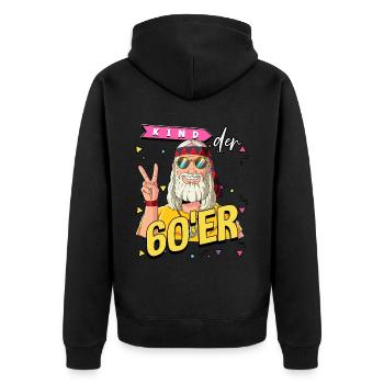 Kind der 60er Jahre Alter Mann Kostüm - Unisex Premium Bio Zip Hoodie - Schwarz - Hinten - Nico (187cm)