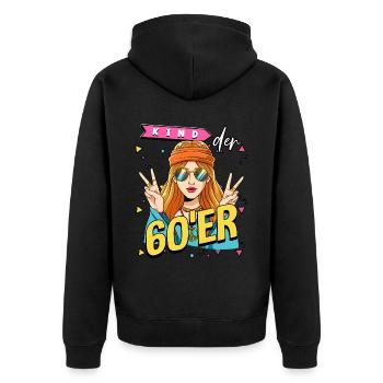 Kind der 60er Jahre Frau Kostüm - Unisex Premium Bio Zip Hoodie - Schwarz - Hinten - Nico (187cm)