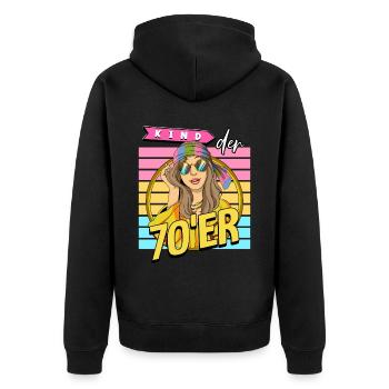 Kind der 70er Jahre Frau Kostüm - Unisex Premium Bio Zip Hoodie - Schwarz - Hinten - Nico (187cm)