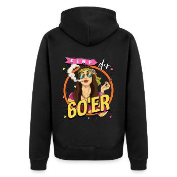 Kind der 60er Jahre Frau Kostüm - Unisex Premium Bio Zip Hoodie - Schwarz - Hinten - Nico (187cm)