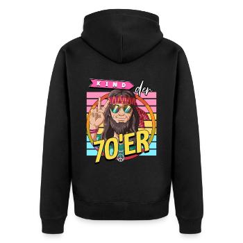 Kind der 70er Jahre Mann Kostüm - Unisex Premium Bio Zip Hoodie - Schwarz - Hinten - Nico (187cm)
